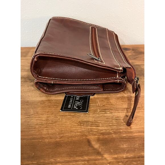 American West Genuine Leather Tooled Crossbody Bag Wallet Boho Western Studded - Picture 5 of 16